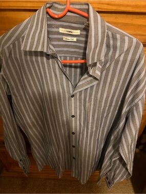 Moda Campia Moda Slim Fit Gray Striped Men’s Button-Down Shirt